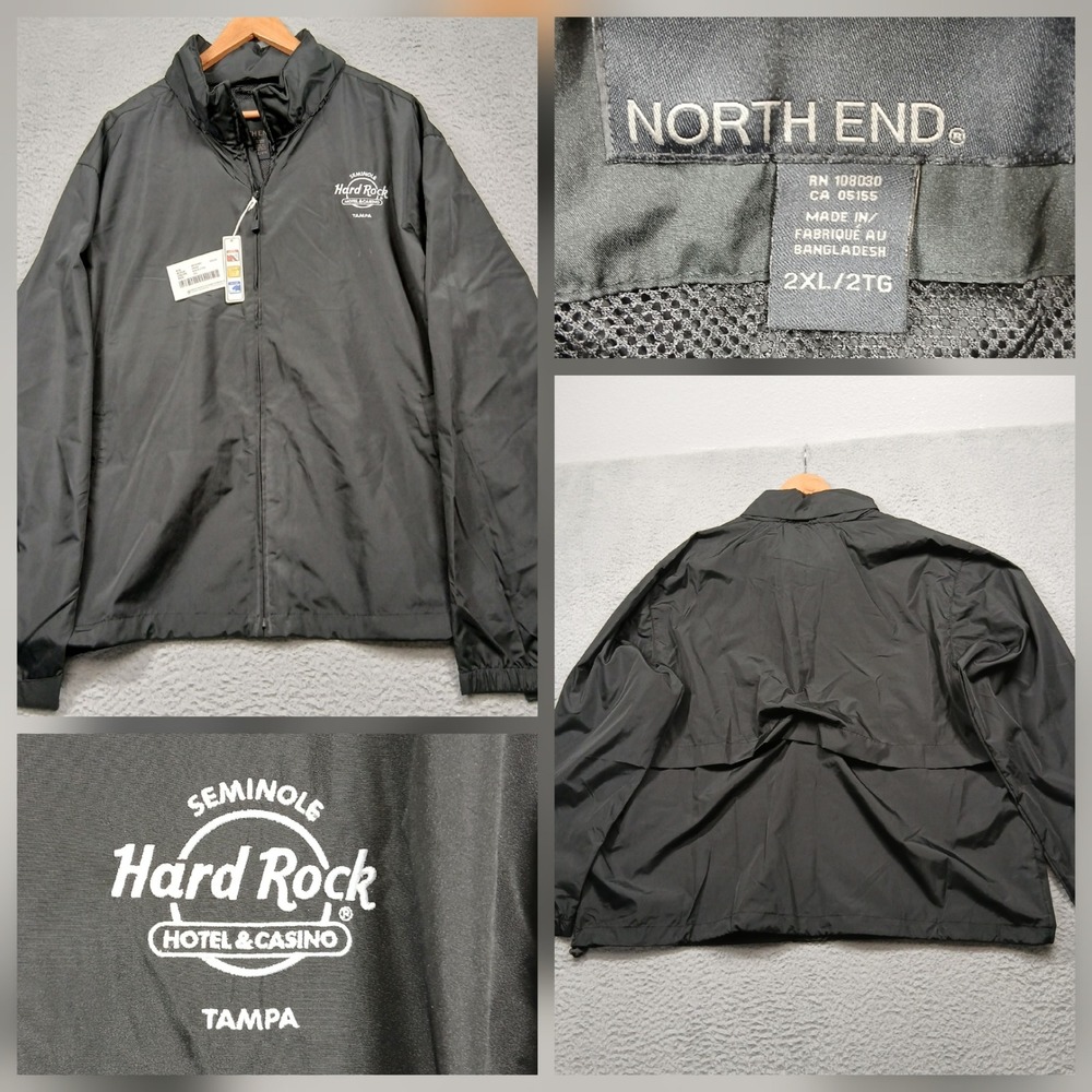 Hard Rock Tampa Men's 2XL‎ Black North End Windbreaker Jacket NWT